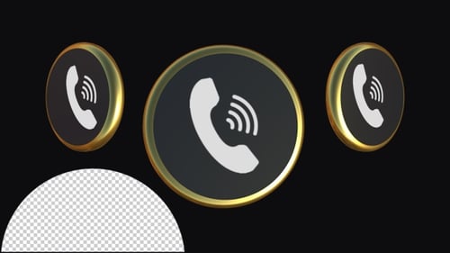 Golden 3D Phone Call Icon Spinning Animation