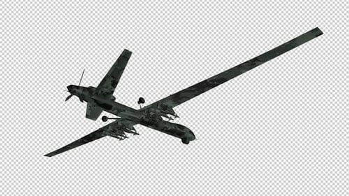 Military Drone - Flying Loop - Low Angle Side View