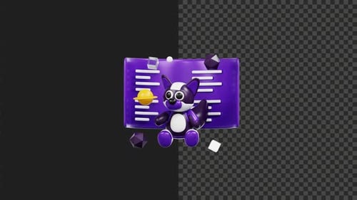 3D Cartoon Character with Tech Screen and Abstract Floating Elements