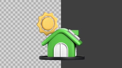 3D Animated Solar House Icon