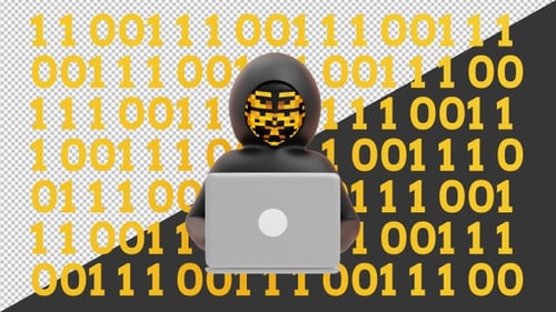 3D Cryptocurrency Cybersecurity Digital Code | Alpha Channel