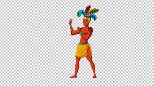 Animated Carnaval Dancer Character Performing in Festive Costume