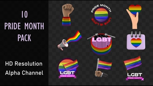 Animated 3D Pride Month Celebration Icons Pack