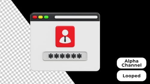 3D-animiertes Browser-Passwort | Alpha Channel