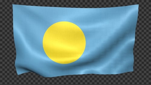 Animated Waving Flag of Palau with Alpha Channel