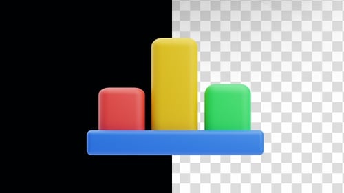 3D-Animation eines Balkendiagramms auf blauer Basis