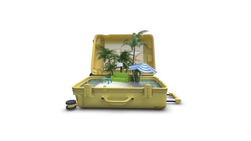 Yellow Suitcase Reveals Miniature Tropical Beach Vacation