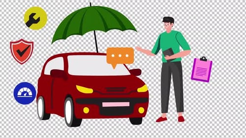 Car Insurance Concept Vector Animation | Alpha Channel