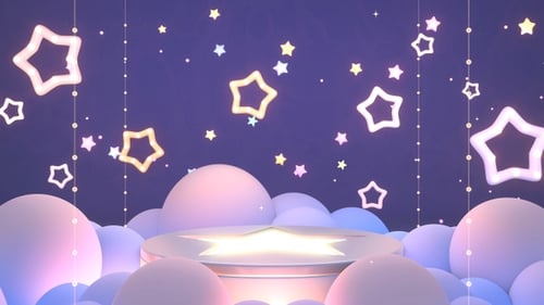 Dreamy Starry Stage Podium Background Animation
