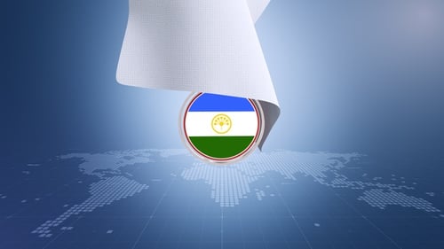 Elegant Cloth Reveal Emblem Animation with Global Map Background