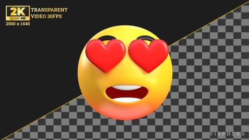3D Animated Emoji Face With Heart Eyes Transformation