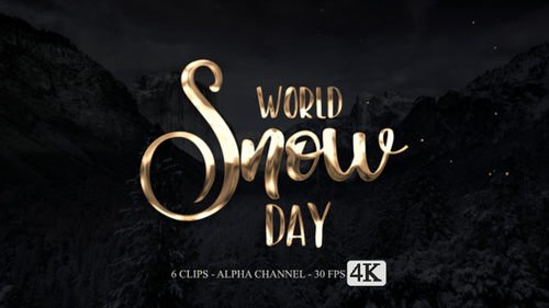 Elegant World Snow Day Metallic Text Reveal Animation