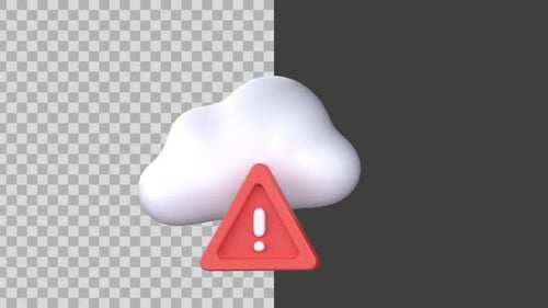 3D Animated Cloud Warning Alert Icon