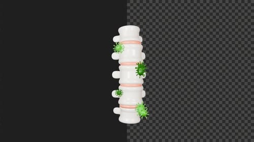 3D Cute Stylized Spine Disease Animation | 4K | Alpha Channel | Transparent | 6s
