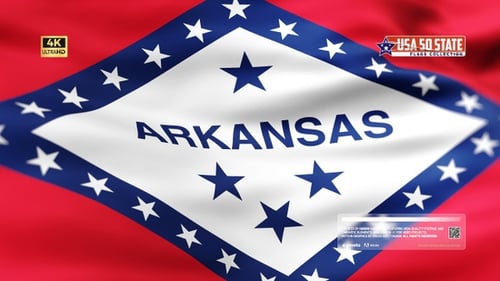 Realistic Waving Flag of Arkansas State Symbol