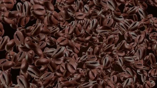 Dark Coffee Grains loop Rotating and falling Coffee beans Animation.