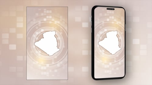 Animated Algeria Map Outline Reveal with Digital Grid Background