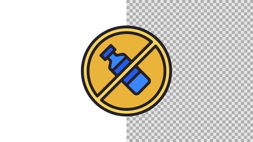 Animated Environmental Protection Icons: No Plastic Bags and Bottles