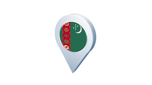 3D Turkmenistan Flag Map Pin Icon Animation