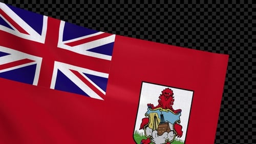 Realistic Waving Bermuda Flag with Transparent Background