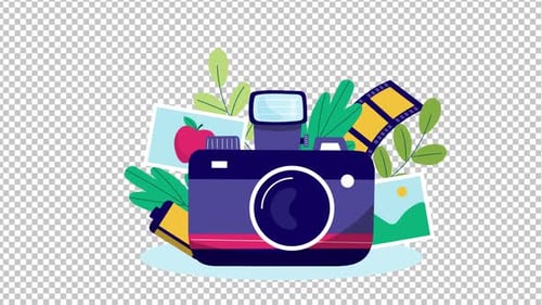 Animated Flat Design Photography Camera Icon