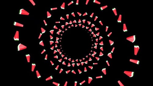 Falling Watermelon Slices with Alpha Matte, Loop