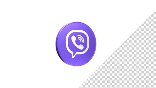 Animated 3D Viber Logo Rotation with Alpha Channel