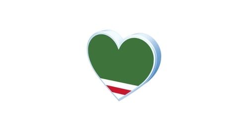 3D Rotating Heart Icon with Green White Red Flag Stripes