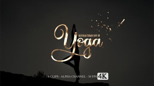 Elegant Golden International Day of Yoga Text Reveal