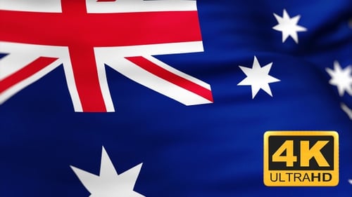 Australia National Flag Waving in Realistic Fabric Motion