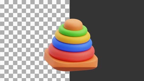 3D Animation of Pyramid Puzzle Building Fun and Learning | Alpha Channel