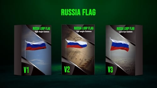 Looping Russia Flag Animation with Alpha Channel and Multiple Angles