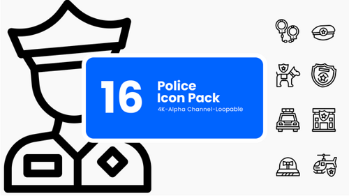 Law & Order Animated Icons – Badge, Patrol, Arrest Tools (Loopable Line Style)