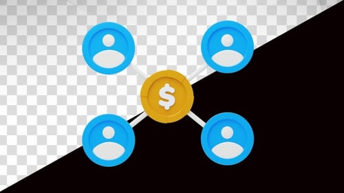 3D Dollar Coin Connecting People Network Modern Animation