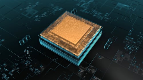 Futuristic Microchip CPU Circuit Board Digital Animation