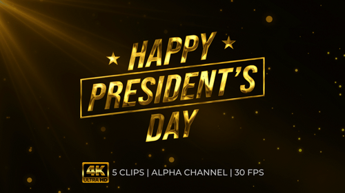 Happy Presidents Day Text Animation