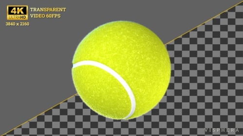 Animated Realistic Tennis Ball Spinning with Alpha Channel