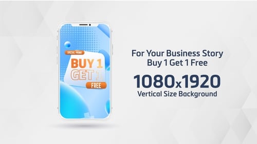 Buy 1 Get 1 Free discount Vertical Animation blue Background