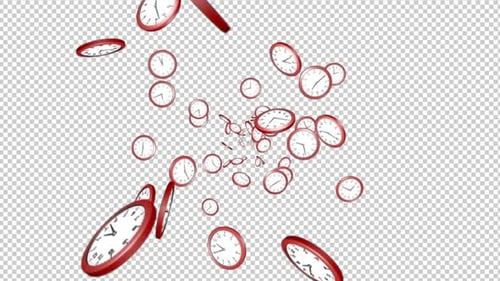 Loopable Falling Clocks, with Alpha Channel