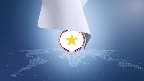 Elegant Fabric Logo Reveal on Global Map Background