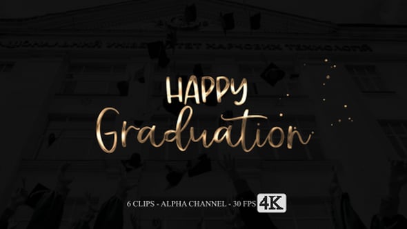 Happy Graduation Text Reveal Animation with Golden Script, Backgrounds ...