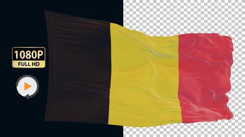 Realistic Waving Belgium Flag Seamless Loop