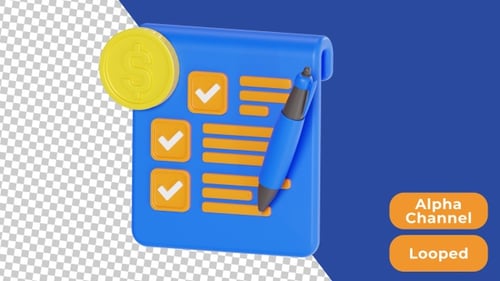 3D Animated Money Contract | Alpha Channel