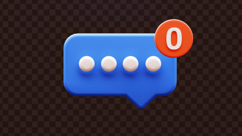 3D No Messages Chat Bubble Zero Notification Animation