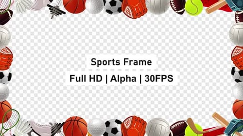 Animated Sports Equipment Border Frame Overlay