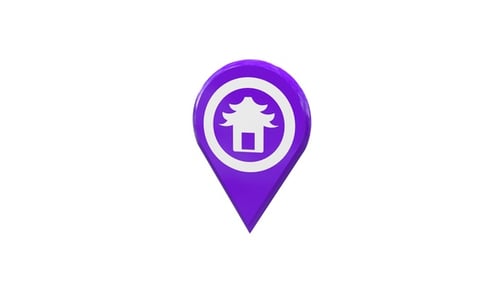 Carte de localisation 3D du temple chinois Pin Purple V6