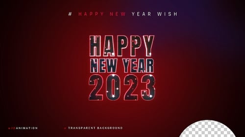 Happy New Year 2023 Neon Glitter Text Reveal Animation