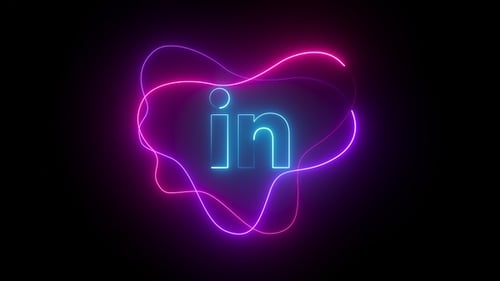 Neon Glowing LinkedIn Logo Reveal in Fluid Style