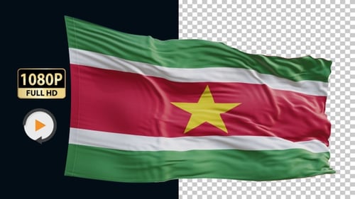 Animated Suriname National Flag Waving in Wind
