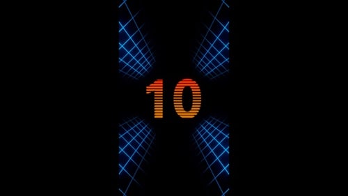 Vertical video 10 seconds retro countdown timer animation